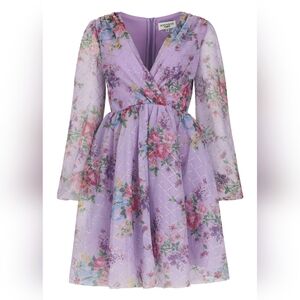 Floral Purple Dress with Long Sleeves